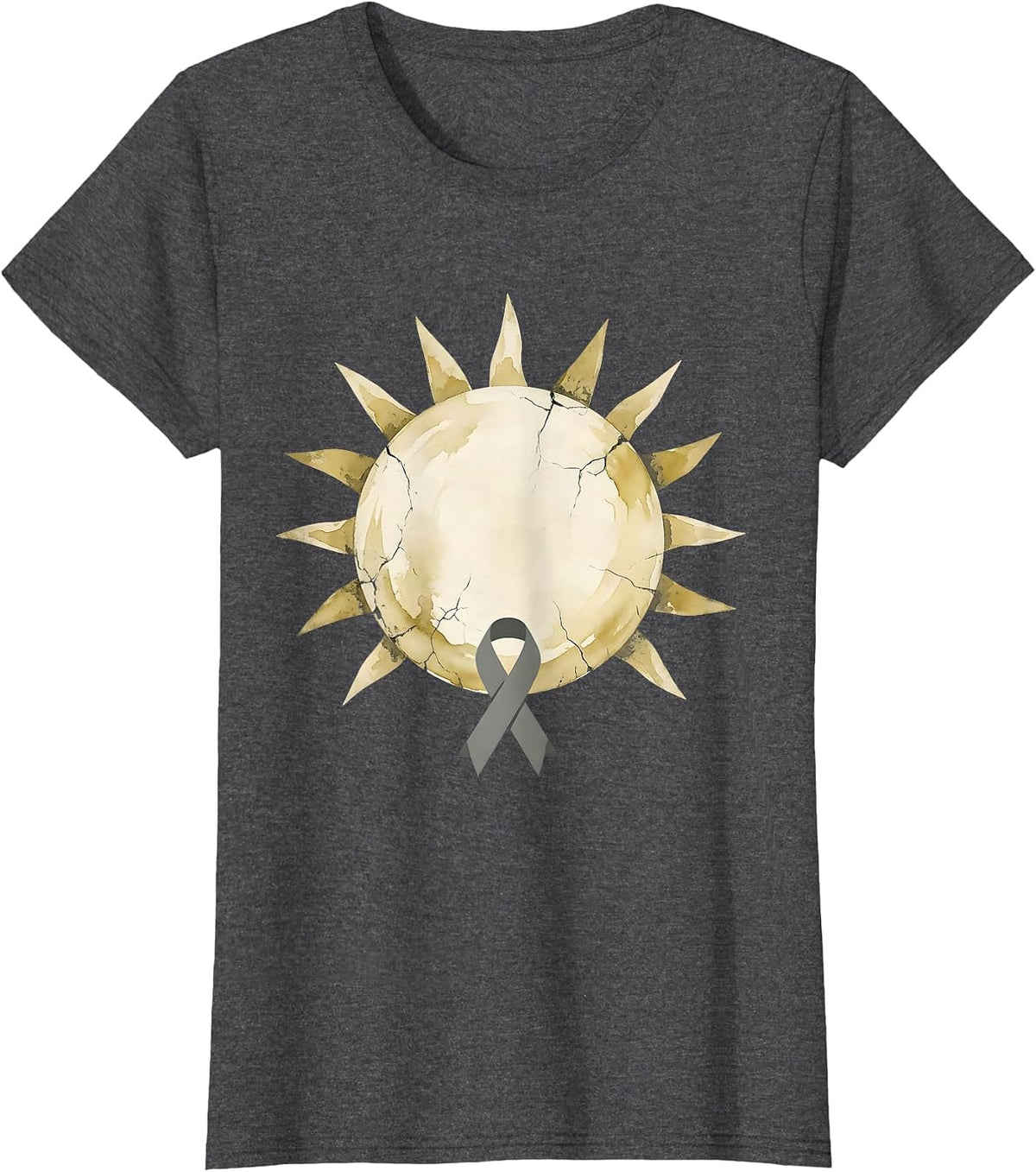 Women's Radiating Sun Boho Faith Parkinson's Awareness Support T-Shirt - Dark Heather Grey