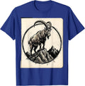 Mountain Goat Summit Peak Wilderness Design T-Shirt - Royal Blue