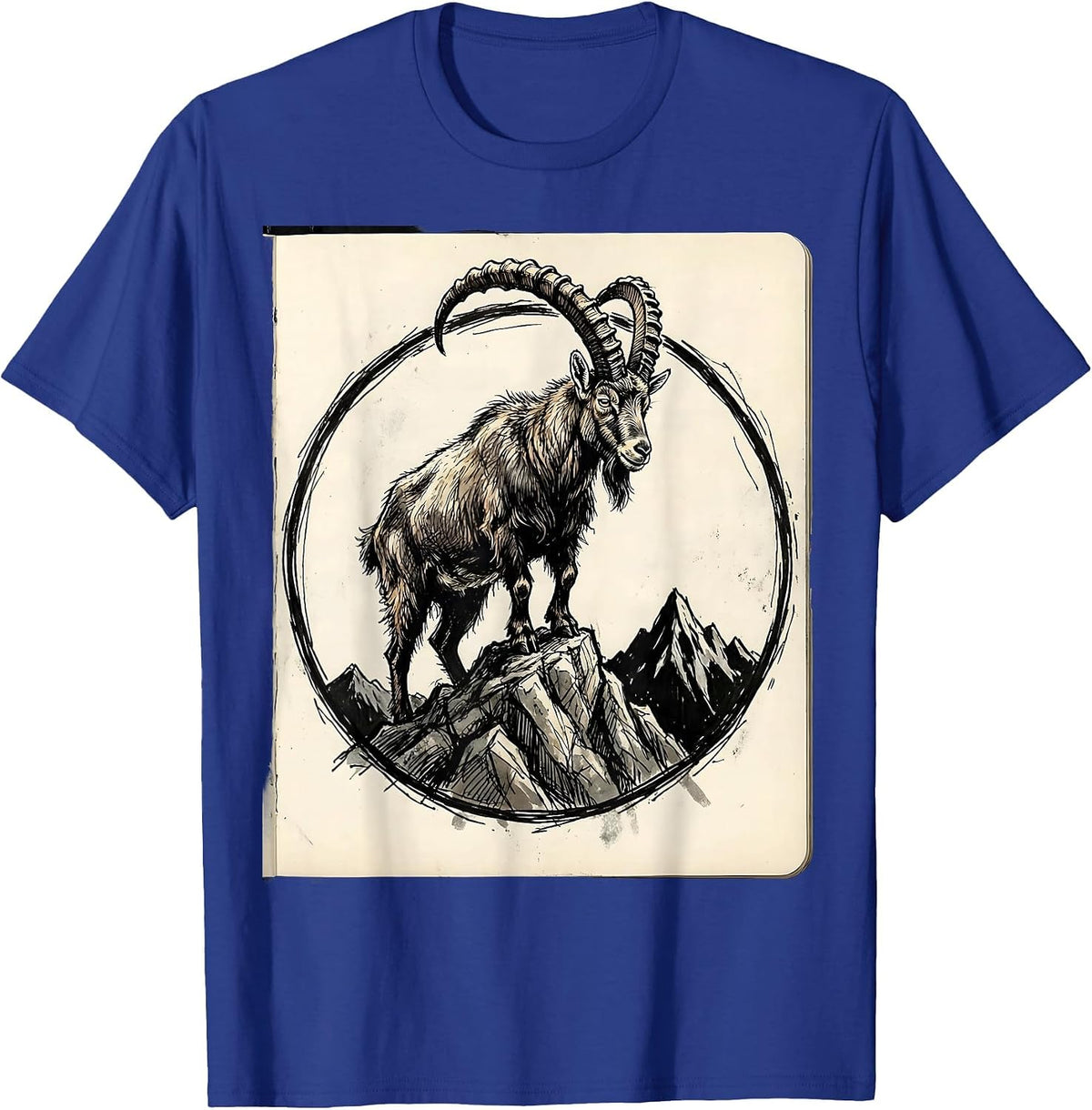 Mountain Goat Summit Peak Wilderness Design T-Shirt - Royal Blue