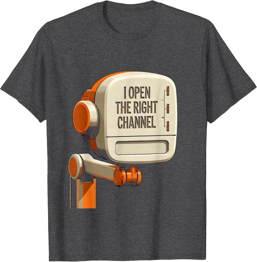 Men's I Open The Right Channel Funny Special Education Teacher T-Shirt - Dark Heather Grey