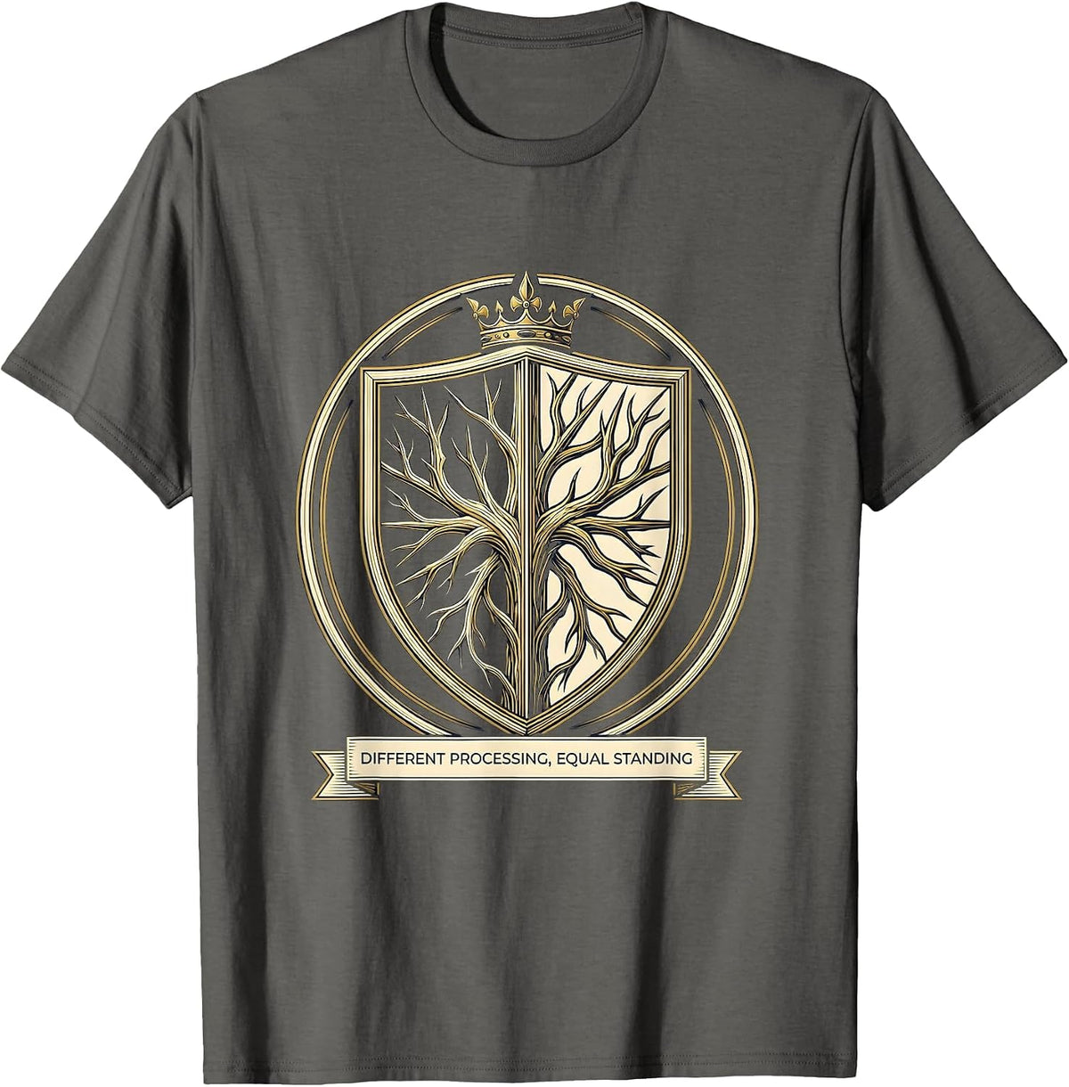 Different Processing Equal Standing Neurodivergent Meme T-Shirt - Asphalt Grey