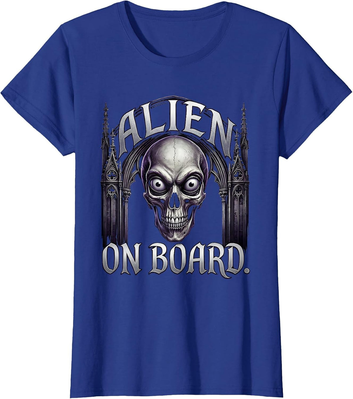 Women's Alien On Board Extraterrestrial Space Design T-Shirt - Royal Blue