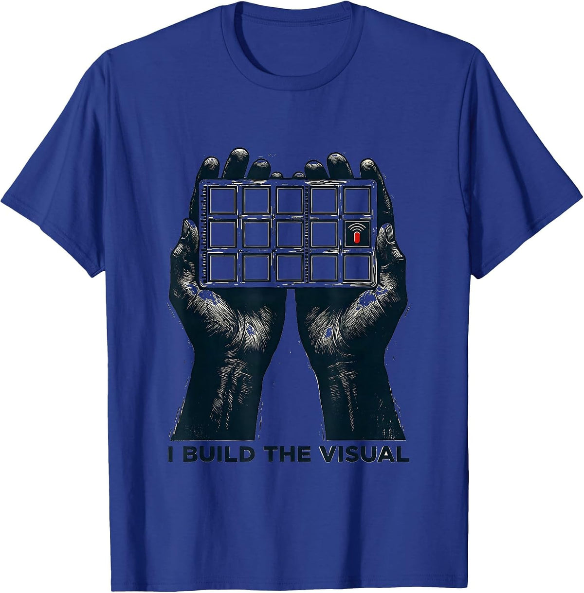 Men's I Build The Visual Linocut Special Education Teacher SPED T-Shirt - Royal Blue