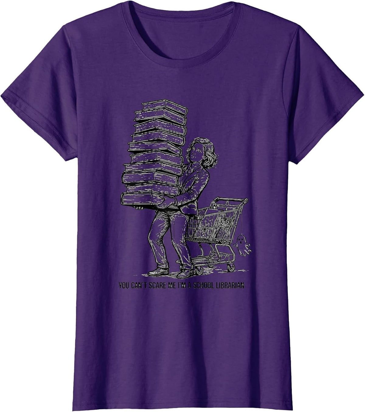 Women's You Can't Scare Me I'm A School Librarian Funny T-Shirt - Purple