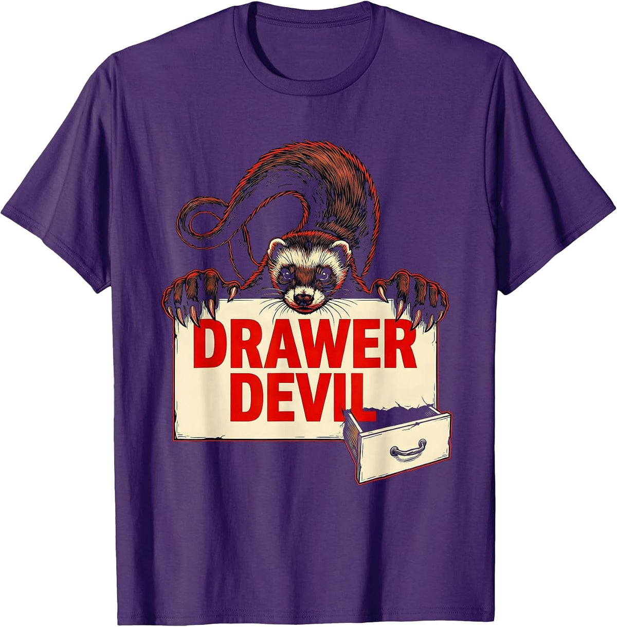Drawer Devil Funny Ferret Lover Gift T-Shirt - Purple