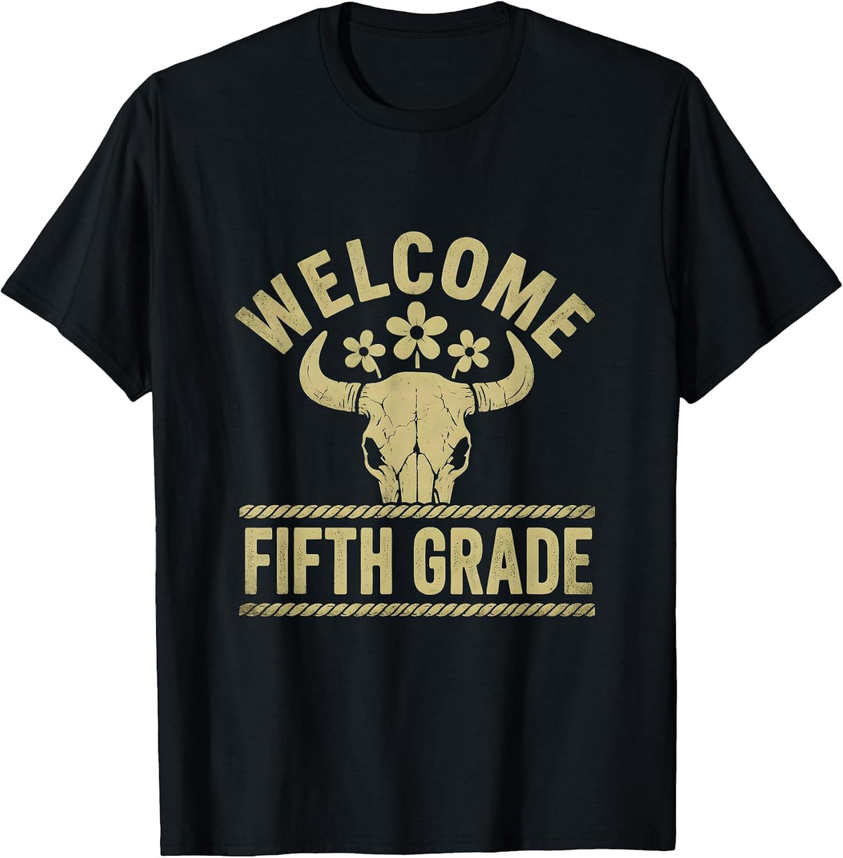 Men's Welcome Fifth Grade Boho Western Teacher Back To School T-Shirt - Black