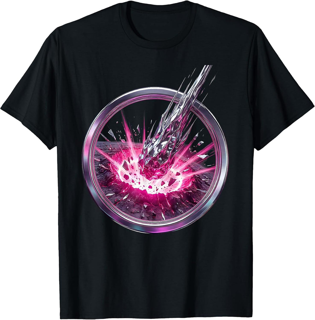 Men's Sparkle Smash Meteor Strike Glowing Crater T-Shirt - Black