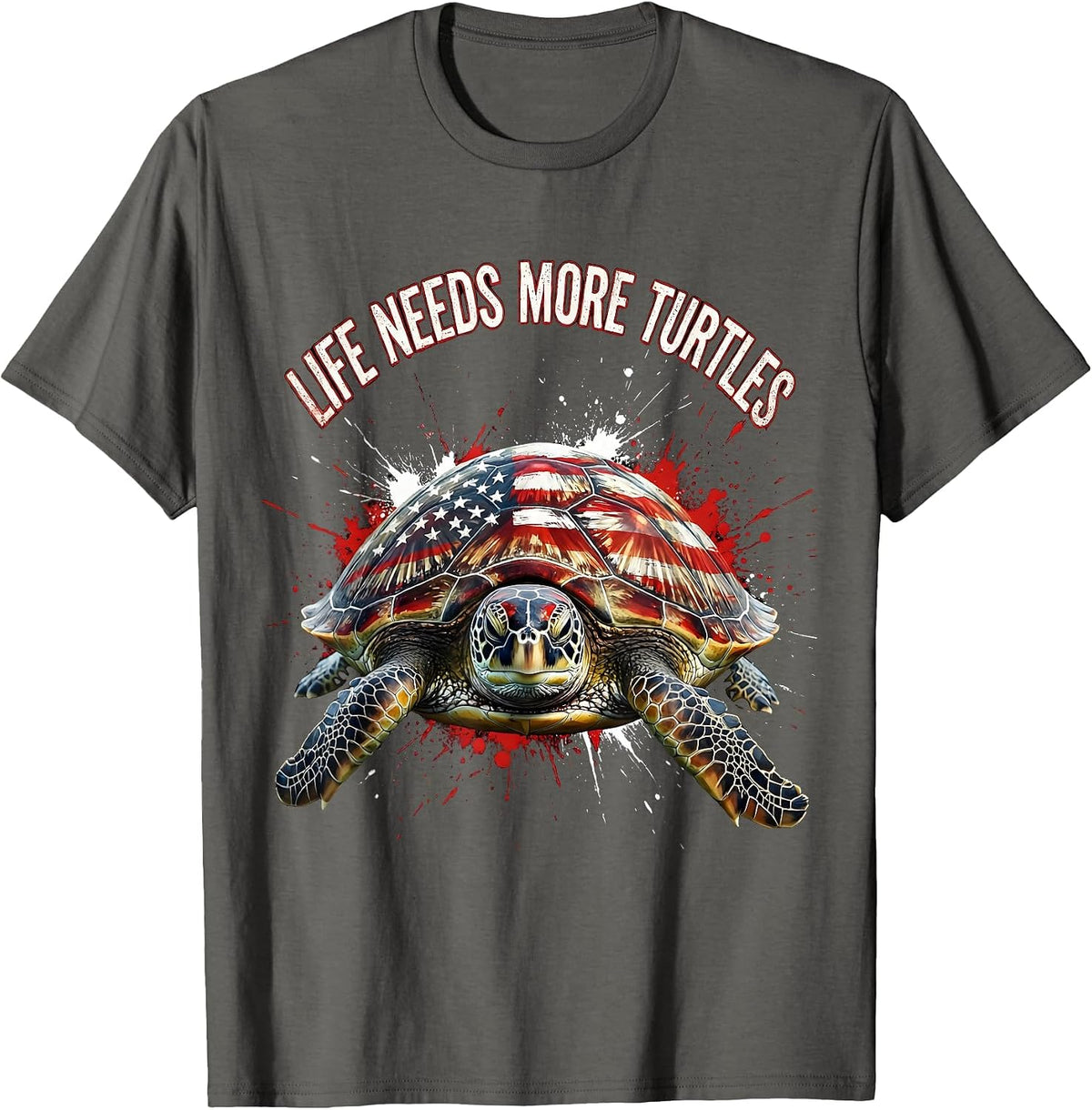Life Needs More Turtles Nature Lover Design T-Shirt - Asphalt Grey