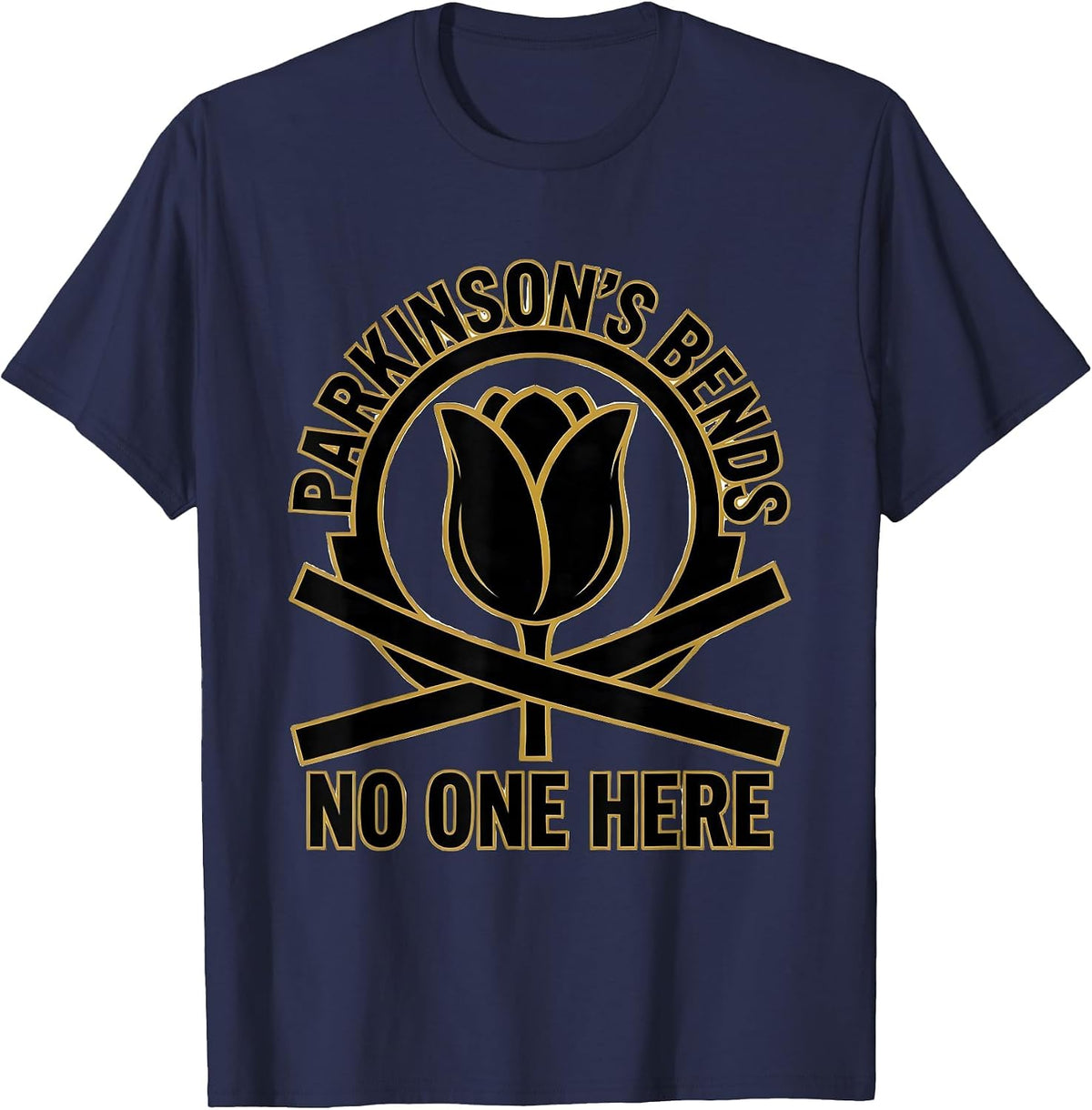 Men's Parkinson's Bends No One Here Defiant Awareness Support T-Shirt - Navy Blue