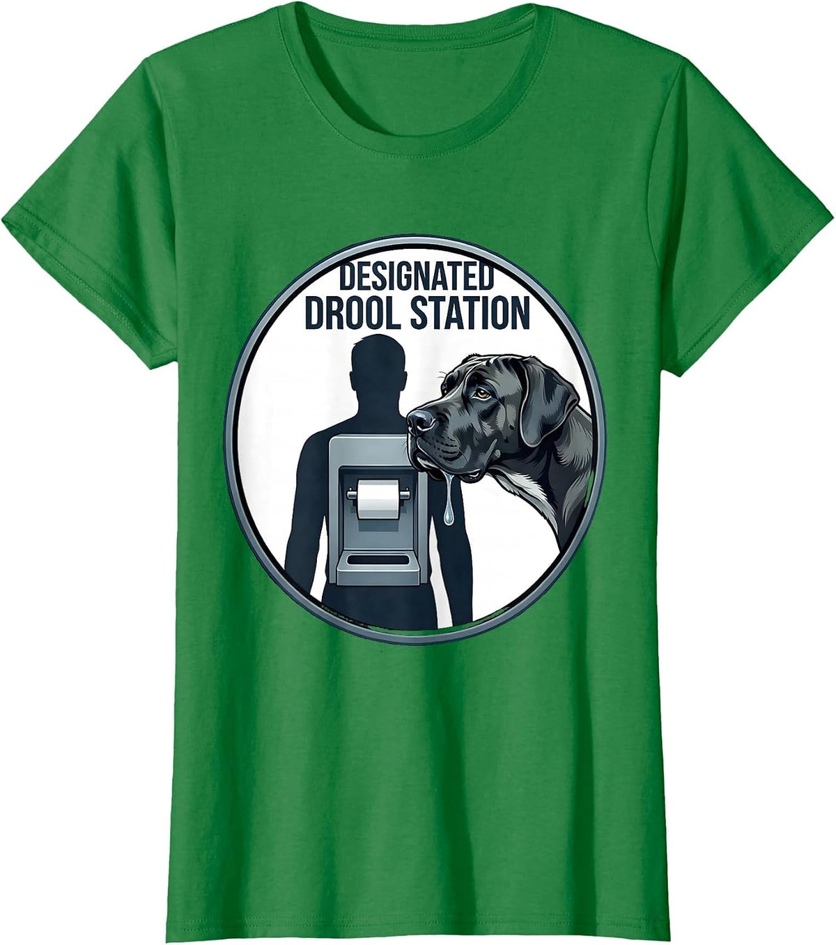 Designated Drool Station Funny Great Dane Dog Mom Dog Dad T-Shirt - Kelly Green