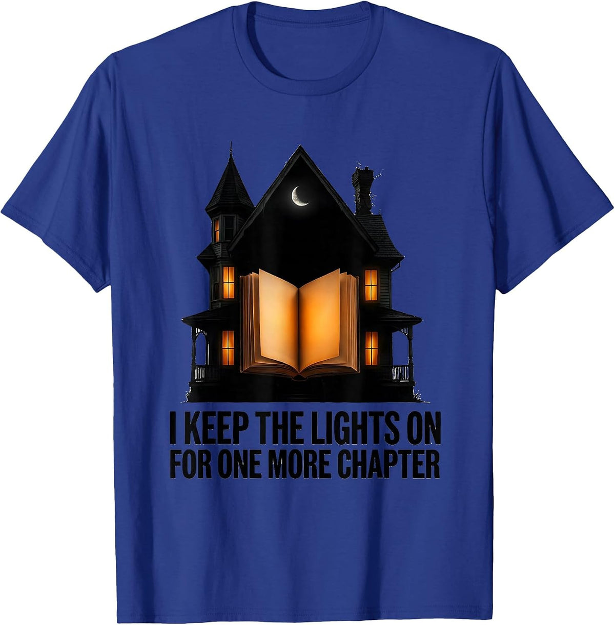 Men's I Keep The Lights On For One More Chapter Bookworm T-Shirt - Royal Blue