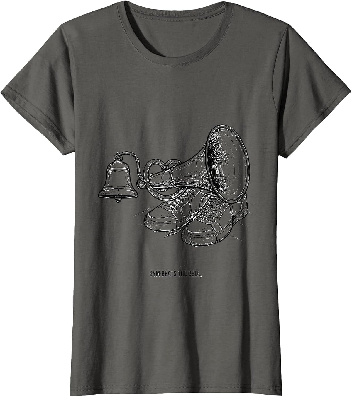 Gym Beats The Bell Funny PE Teacher Back To School Humor T-Shirt, Women, Asphalt Grey, 3X-Large - As Pictured