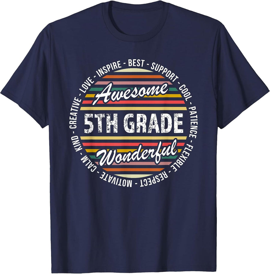 5th Grade Tshirt Funny Team Fifth Teacher Back to School T-Shirt - Navy Blue