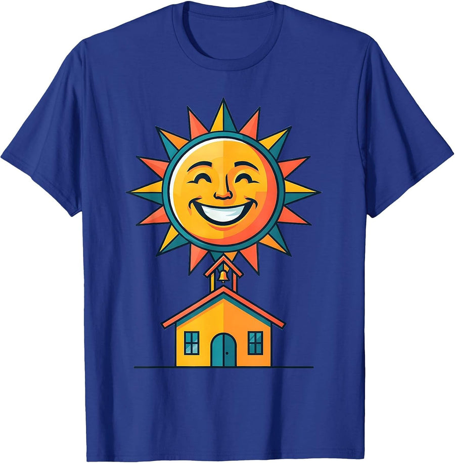 Kindergarten Teacher Schoolhouse Sunshine Design T-Shirt - Royal Blue