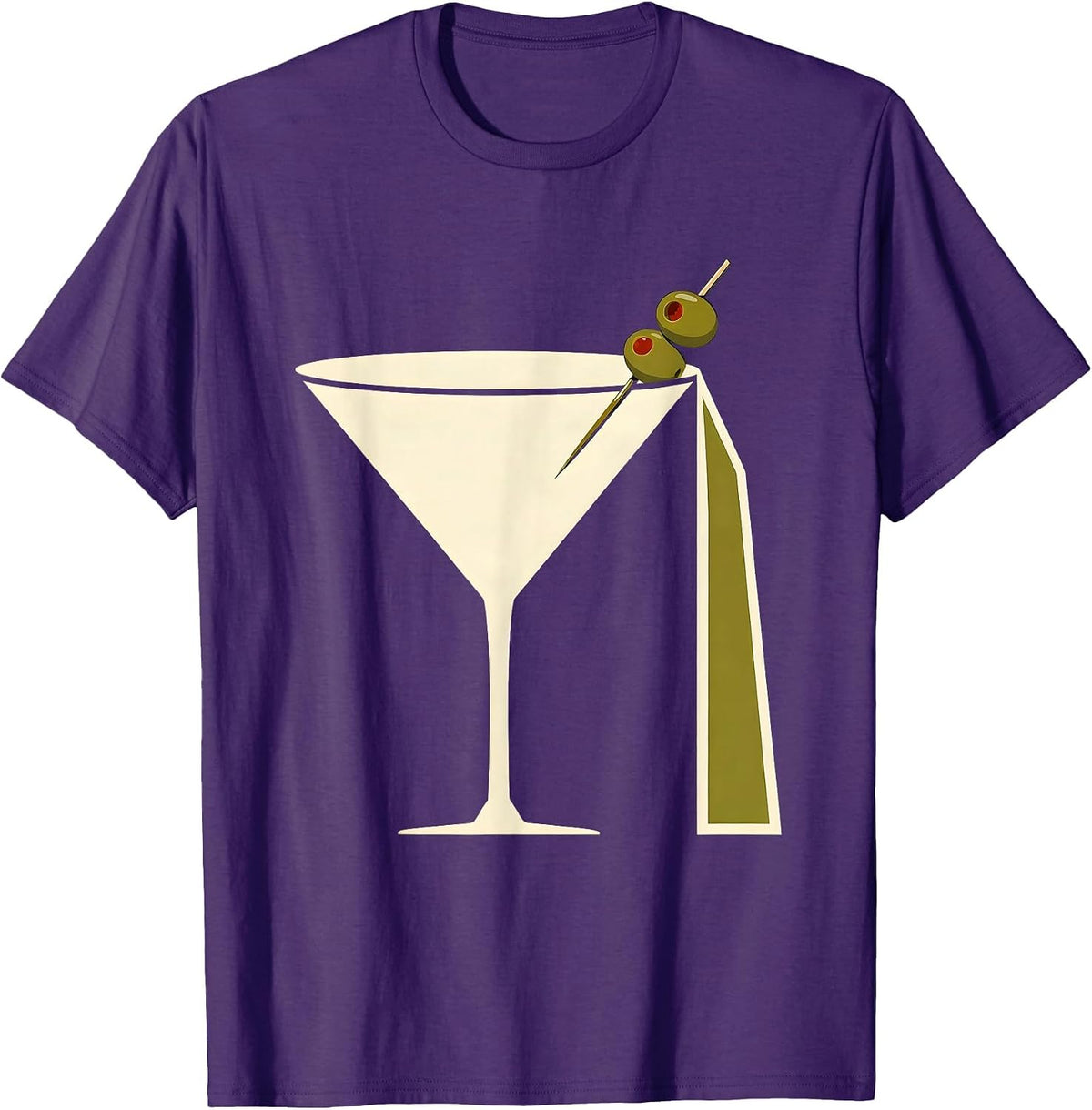 Men's Martini Cone Oversized Flat Cocktail Humor T-Shirt - Purple