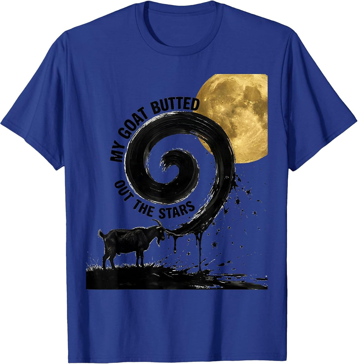My Goat Butted Out The Stars Funny Van Gogh Art Parody Cat T-Shirt - Royal Blue