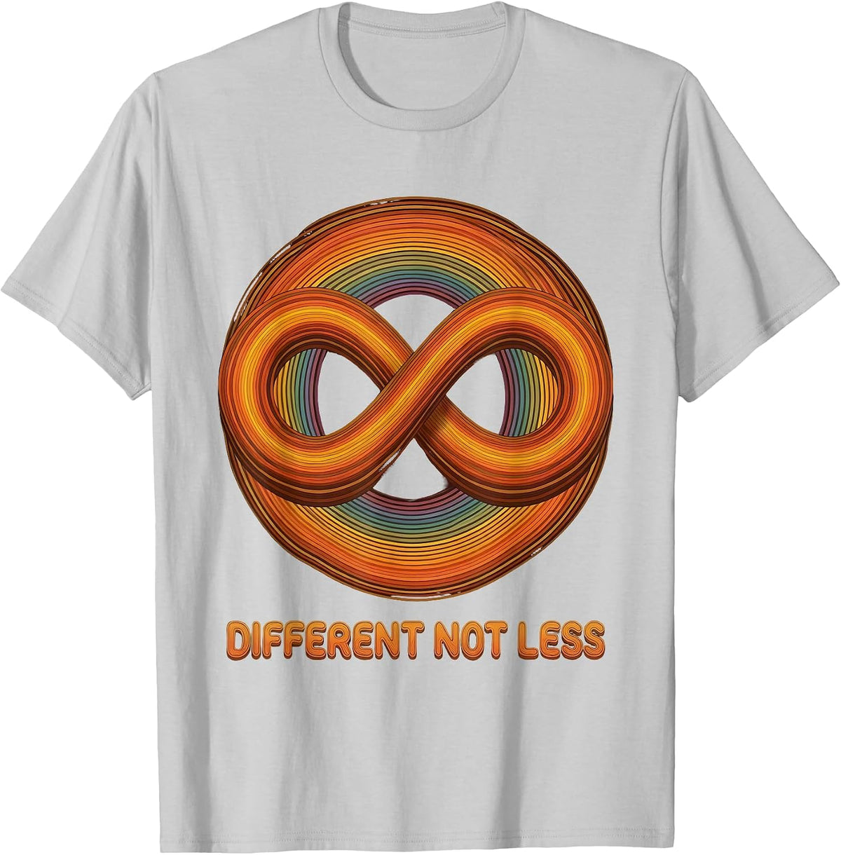 Different Not Less Autism Awareness Design T-Shirt, Men, Silver Grey, Small - As Pictured