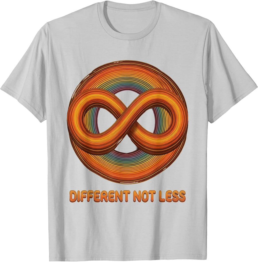 Different Not Less Autism Awareness Design T-Shirt, Men, Silver Grey, Small - As Pictured