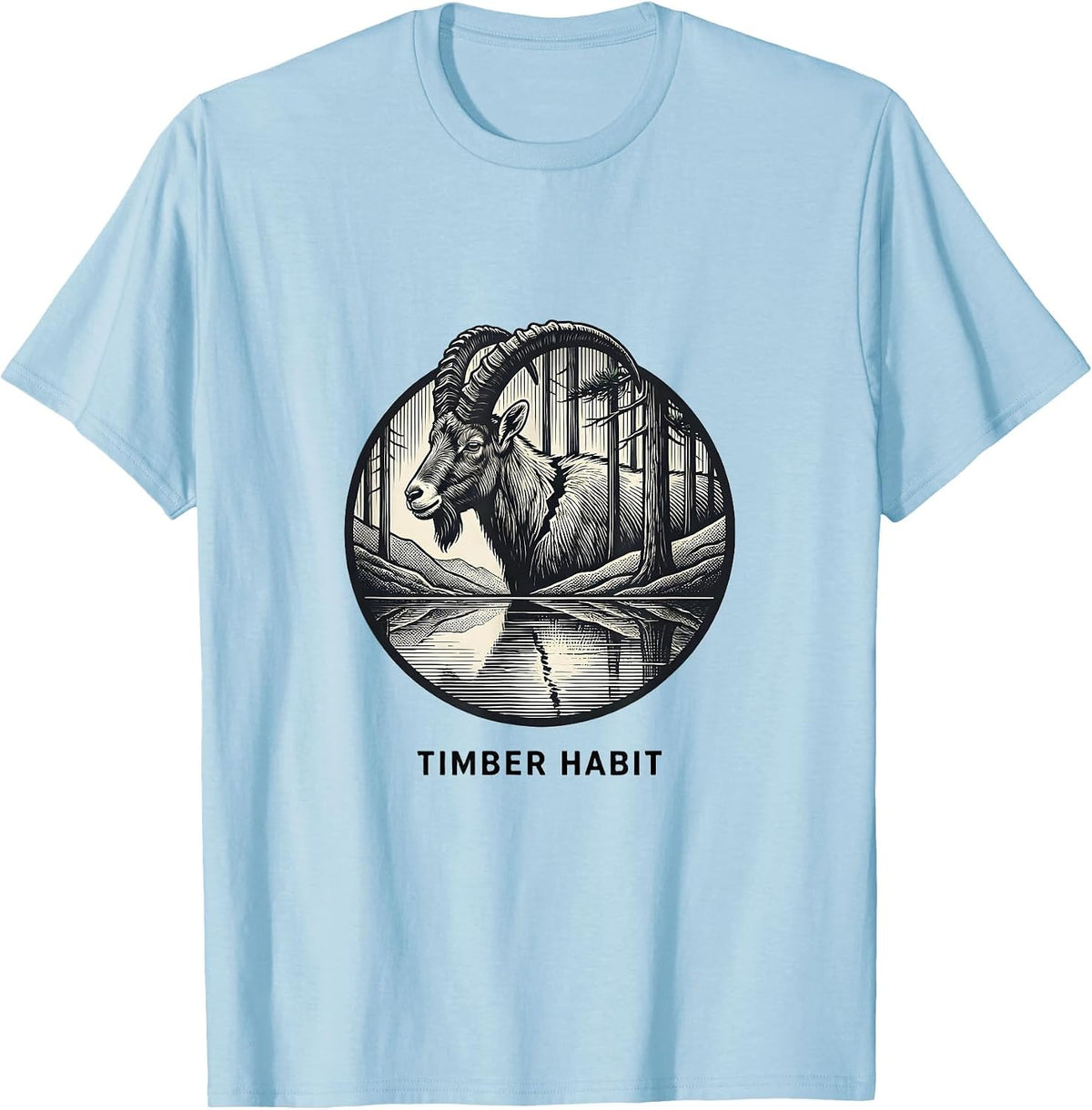 Men's Timber Habit Vintage Forest Wildlife Nature Outdoor T-Shirt - Baby Blue