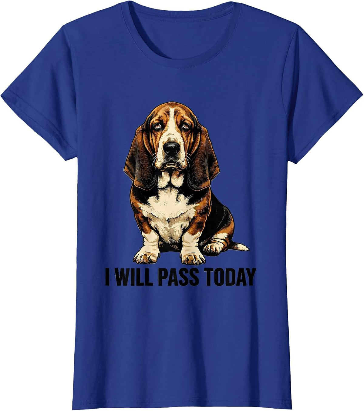 Women's I Will Pass Today Funny Basset Hound Dog Lover Dad Gift T-Shirt - Royal Blue