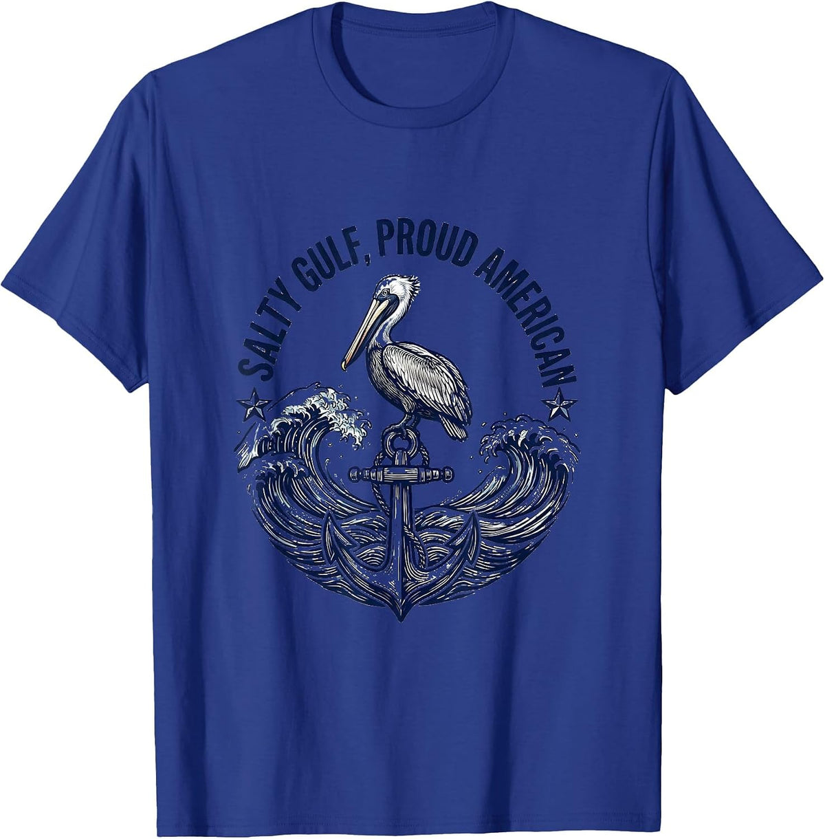 Salty Gulf Proud American Patriotic Design T-Shirt - Royal Blue