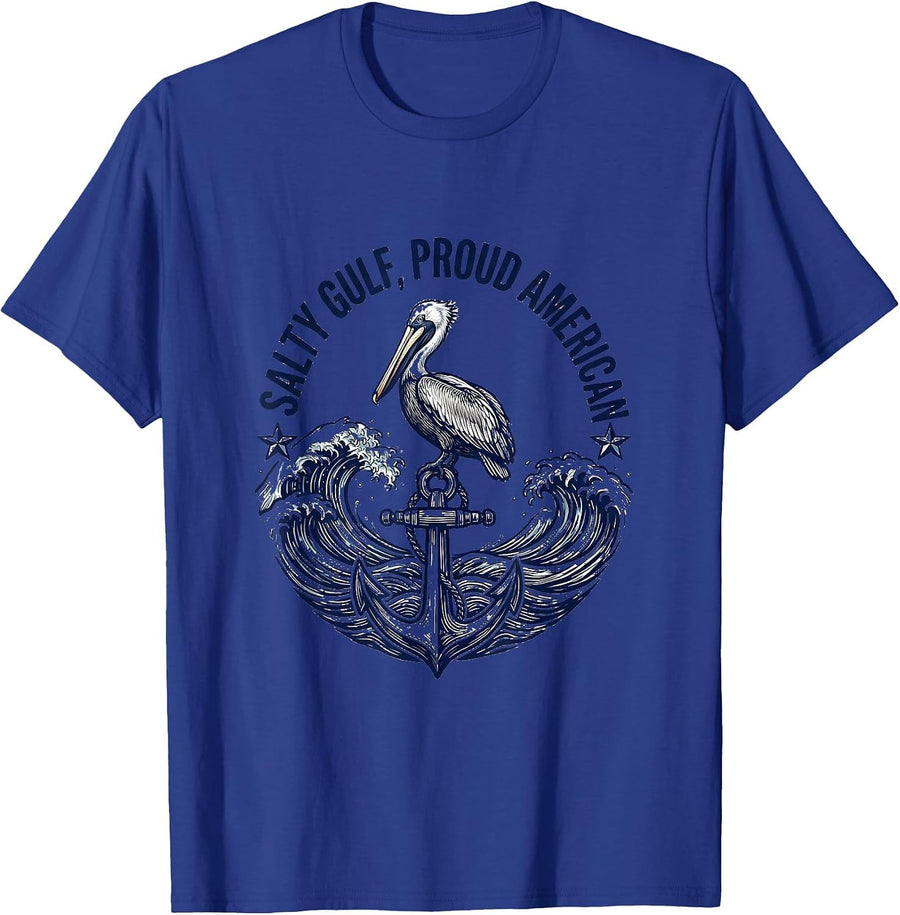 Salty Gulf Proud American Patriotic Design T-Shirt - Royal Blue