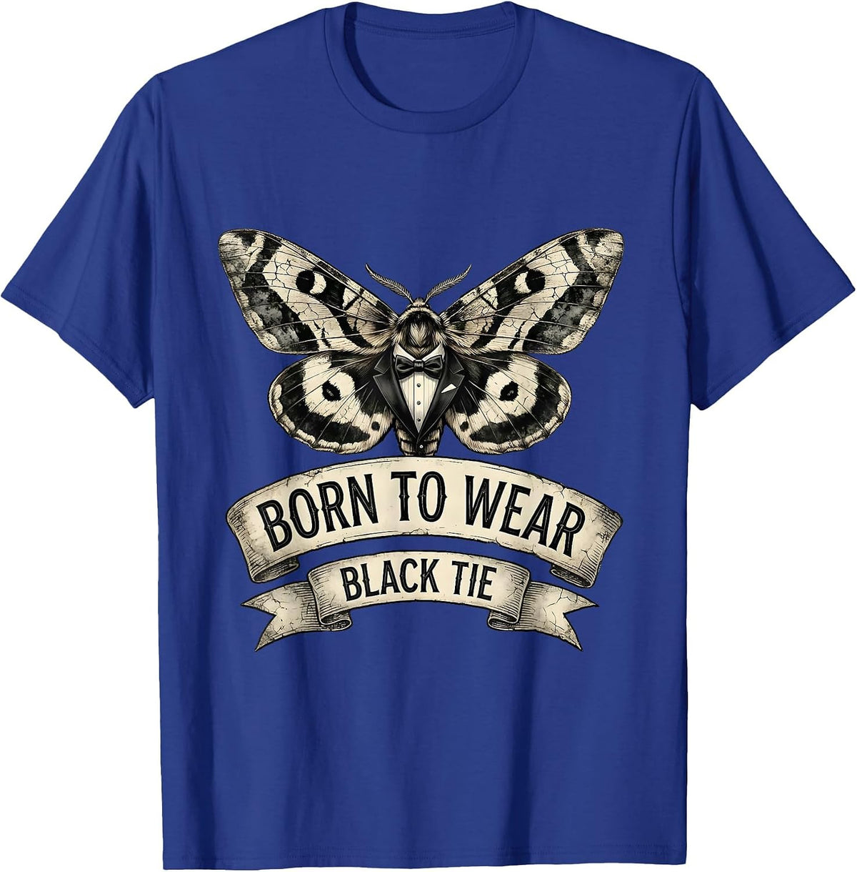 Born to Wear Black Tie Tuxedo Graphic Design T-Shirt - Royal Blue