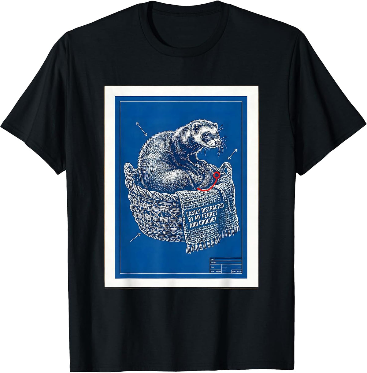 Men's Easily Distracted By My Ferret And Crochet Funny Ferret T-Shirt - Black