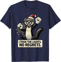 I Took The Lights No Regrets Funny Ferret Lover Christmas T-Shirt - Navy Blue
