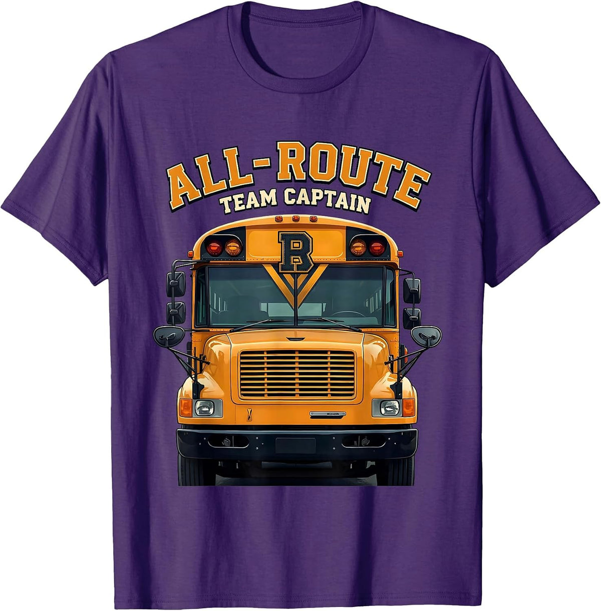 Men's All-Route Team Captain Funny School Bus Driver Appreciation T-Shirt - Purple