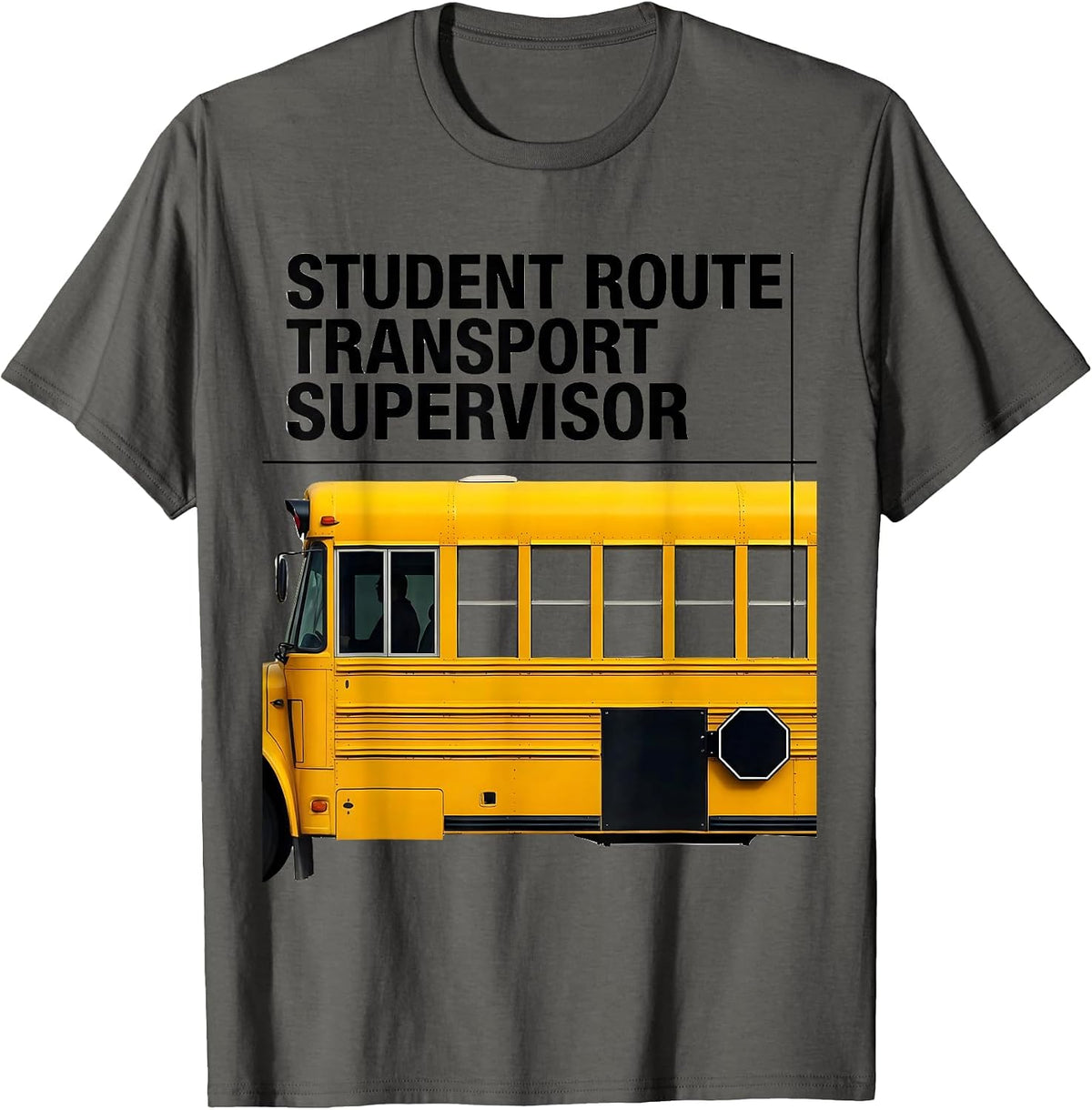 Men's Student Route Transport Supervisor Funny School Bus Driver T-Shirt - Asphalt Grey