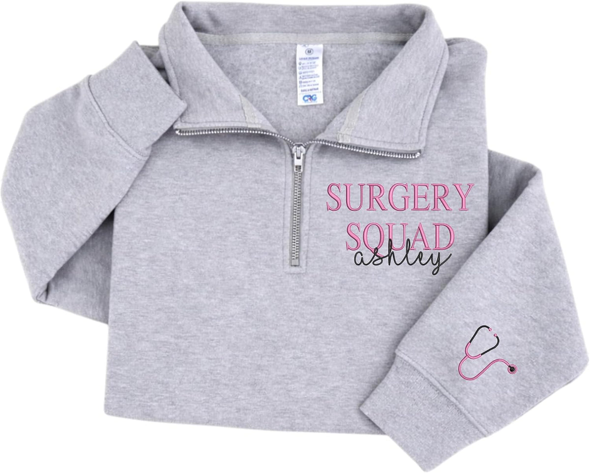 Personalized Embroidered Nurse Sweatshirt for Women, Custom Name & Specialties (ER, RN, NP, L&D), Nurse Gifts - Surgical