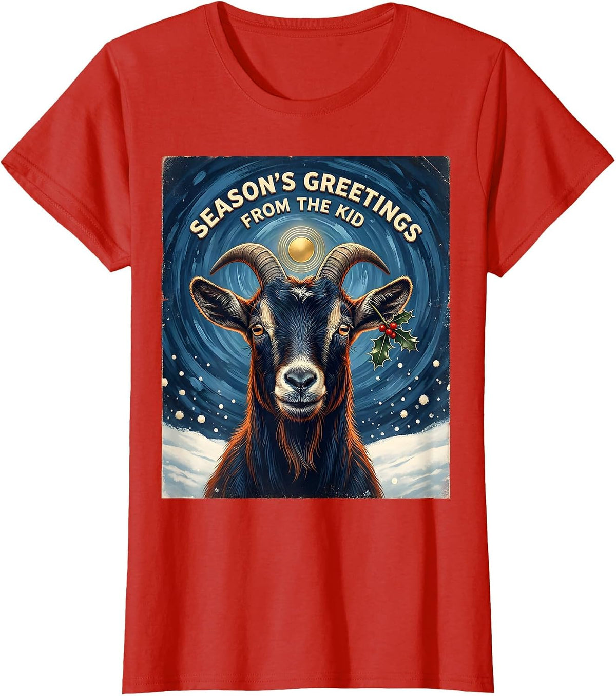 Season's Greetings From The Kid Vintage Holiday Animal Lover T-Shirt - Red