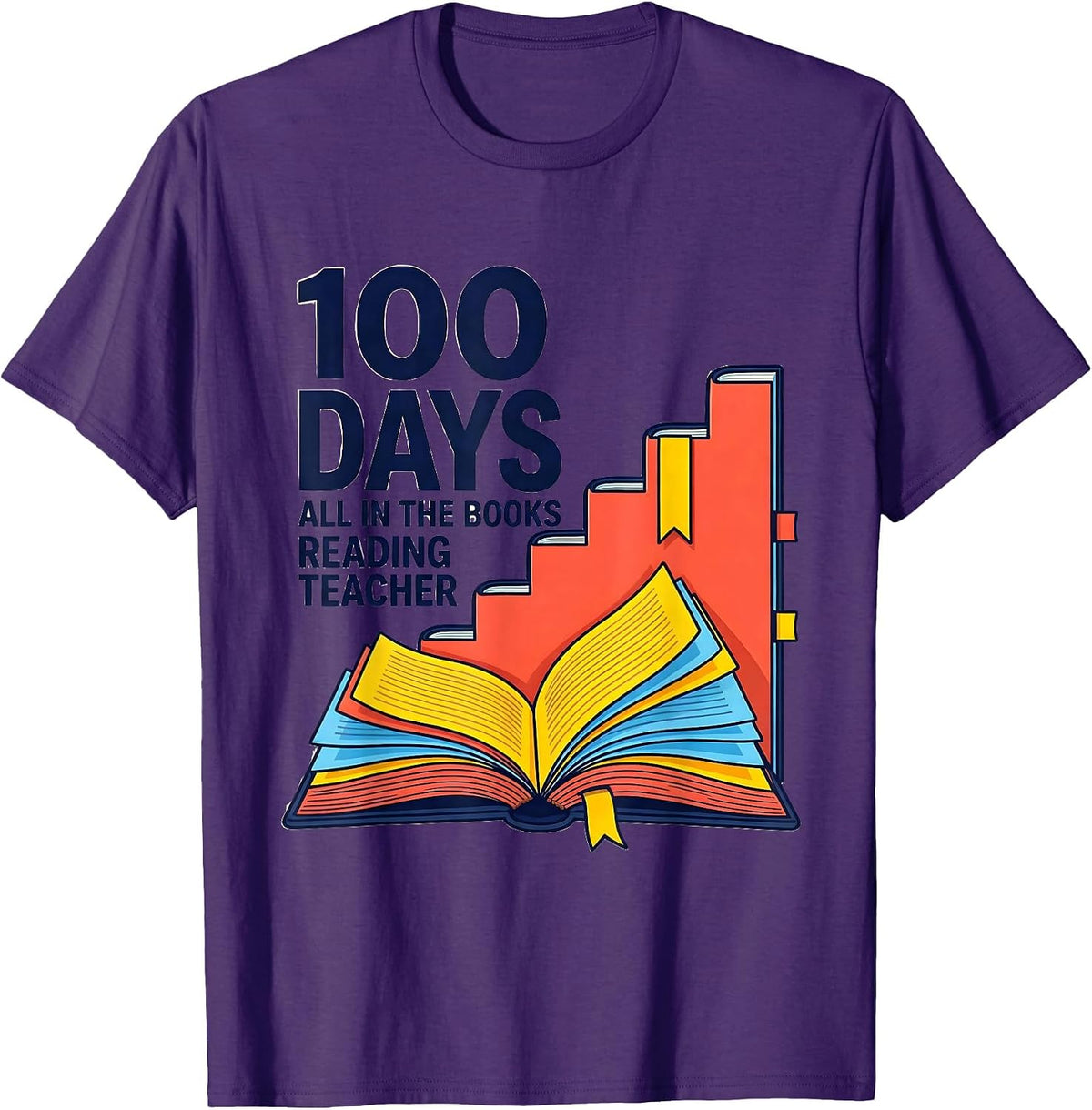 100 Days, All In The Books — Reading Teacher T-Shirt - Purple