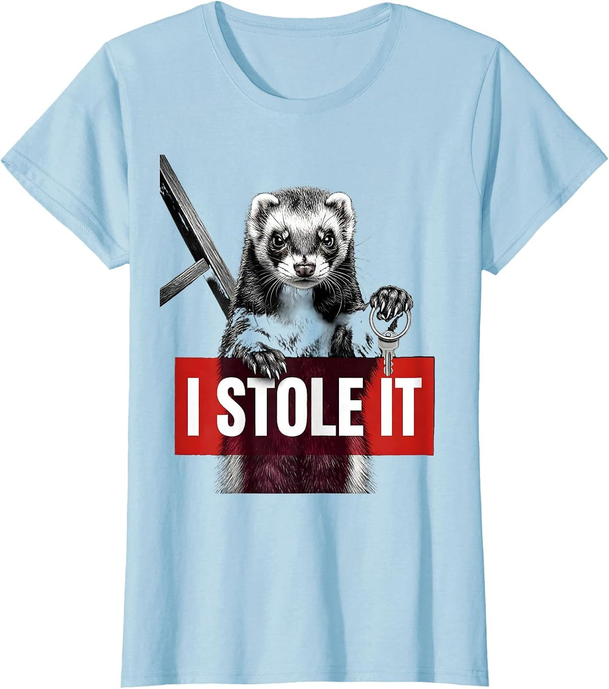 Women's I Stole It Funny Ferret Lover Gift Ferret Owner T-Shirt - Baby Blue