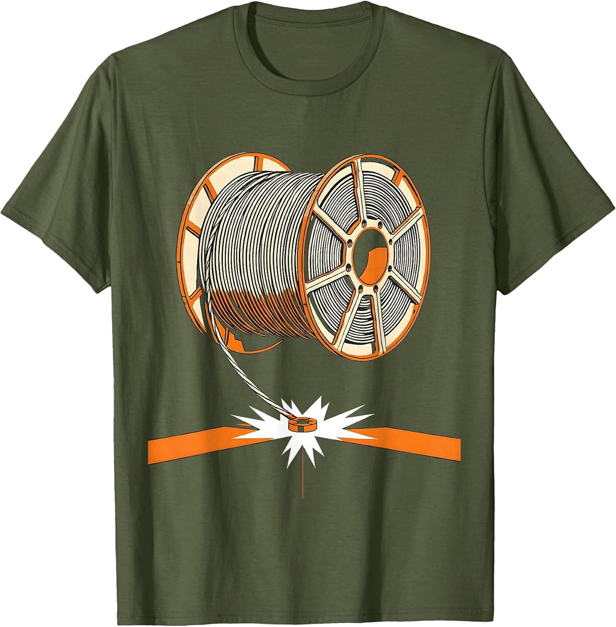 Welding Wire Spool Funny Blue Collar Metal Worker T-Shirt - Olive Green