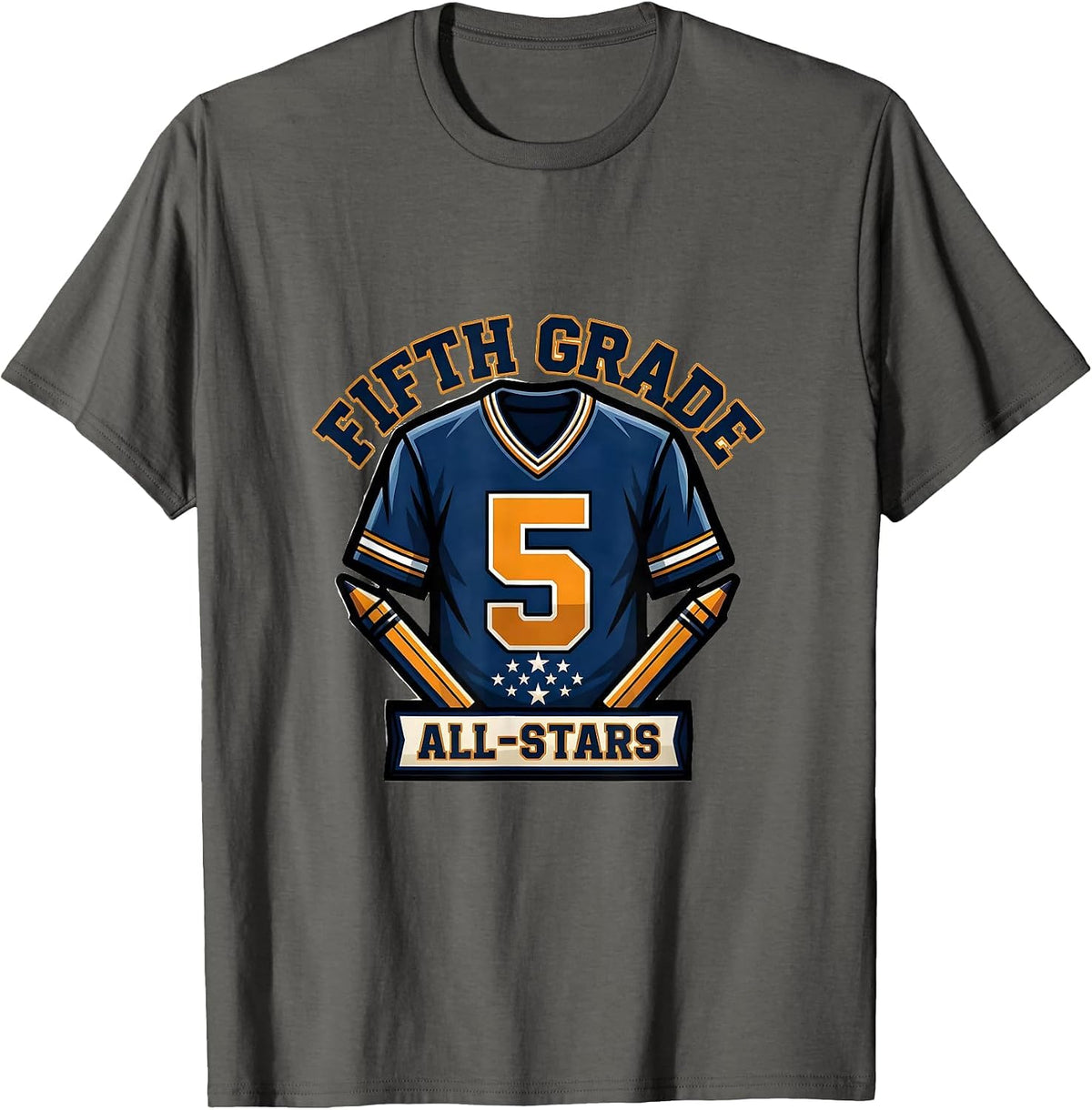 Fifth Grade All-Stars Funny Teacher Back To School Team T-Shirt - Asphalt Grey