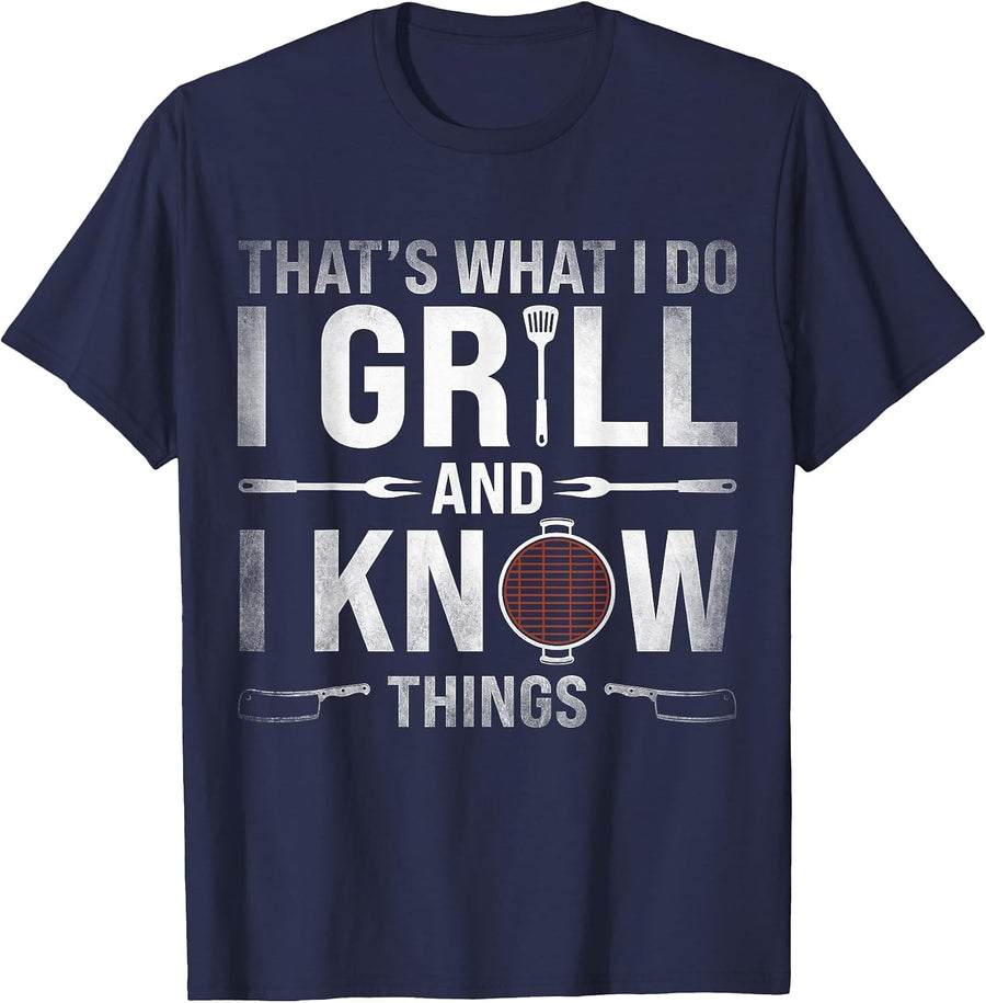 Funny Grilling BBQ Barbecue Smoking Meat Smoker Grill Lover T-Shirt - Navy Blue