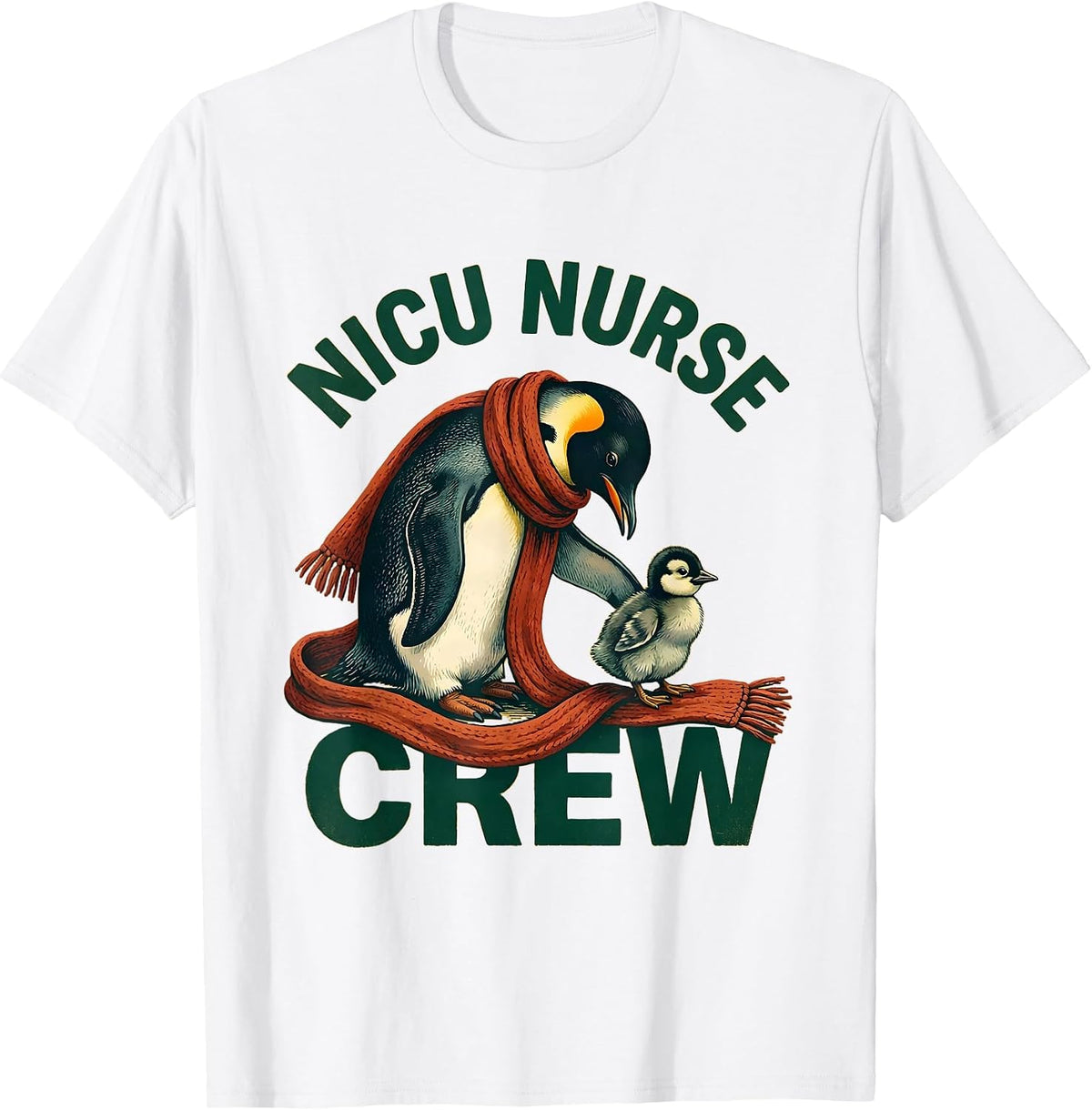 Men's NICU Nurse Crew Storybook Penguin Parent Cute Pediatric T-Shirt - White