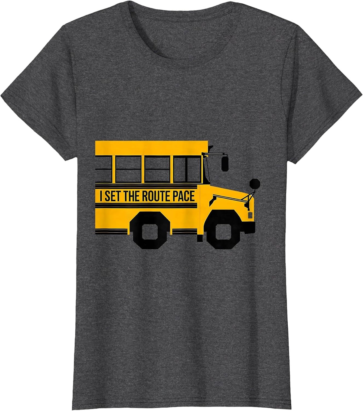 Women's I Set The Route Pace Funny School Bus Driver Appreciation T-Shirt - Dark Heather Grey