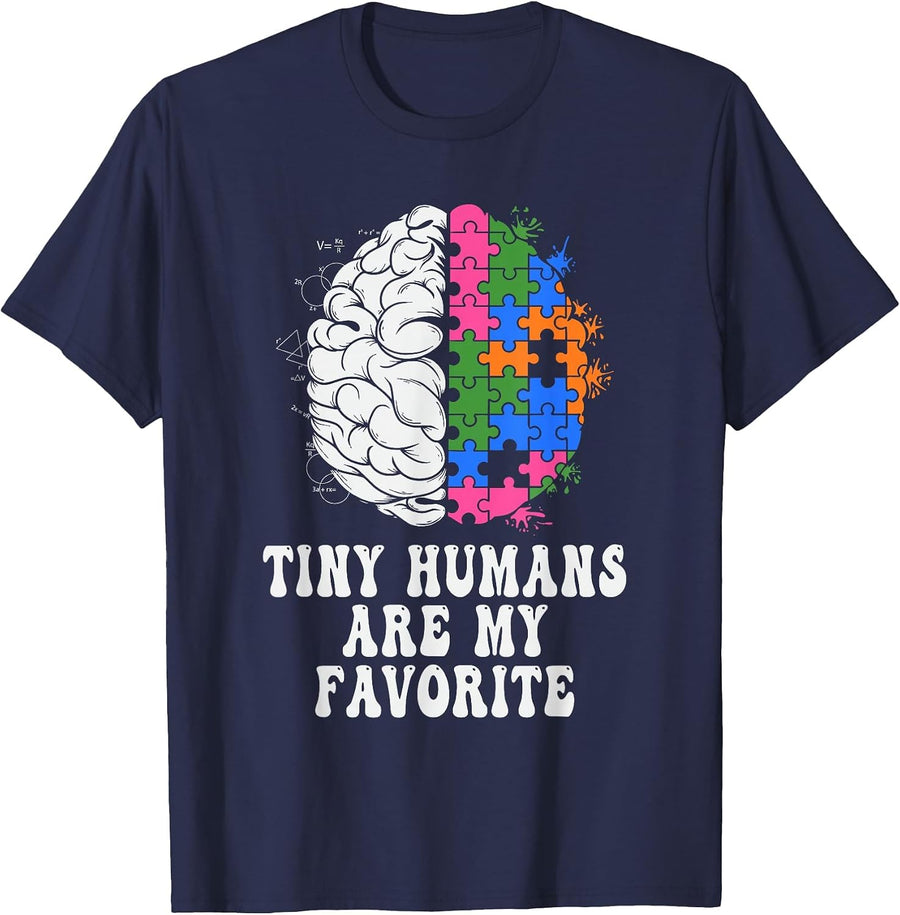 Tiny Humans are My Favorite ABA Therapist Behavioral Tech T-Shirt - Navy Blue