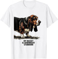 Men's My Basset Is Downright Stubborn Funny Basset Hound Dog Owner T-Shirt - White