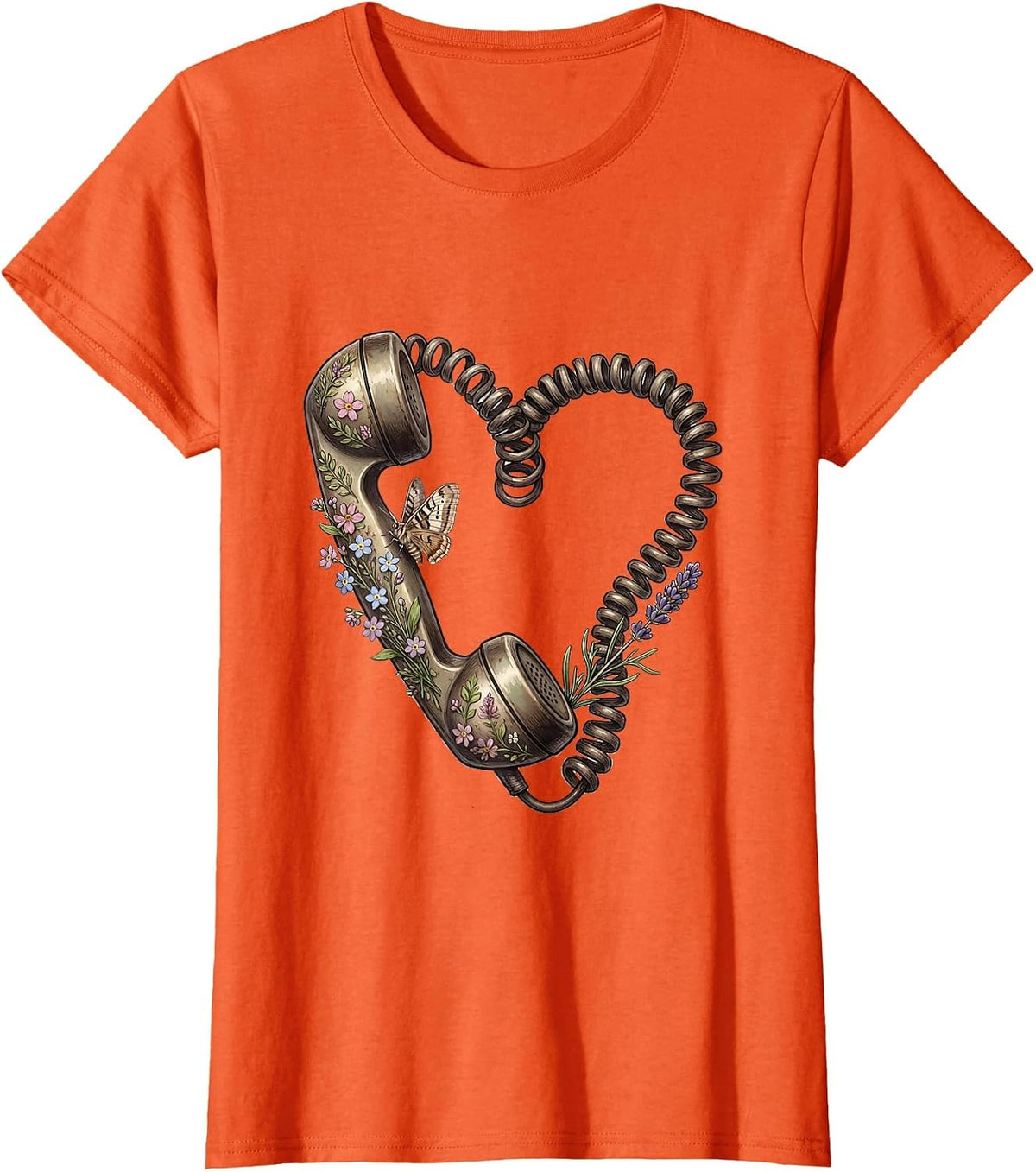 Social Worker Heart Telephone Receiver Graphic T-Shirt - Orange