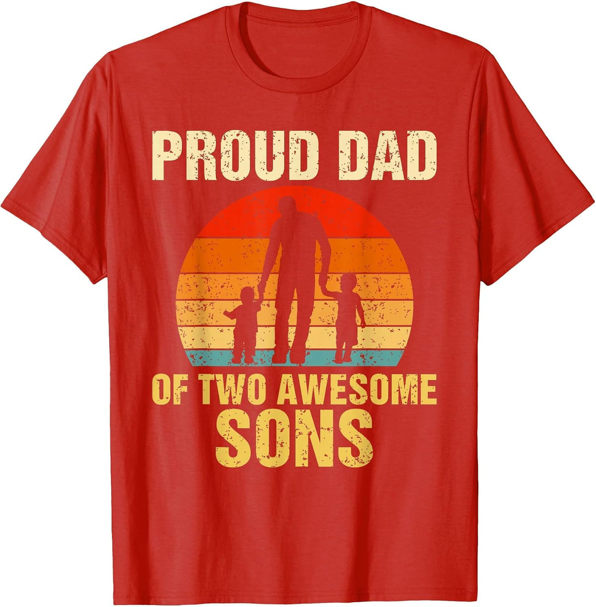 Proud Dad of Two Awesome Sons Dad of 2 Two Boys Best Father T-Shirt - Red