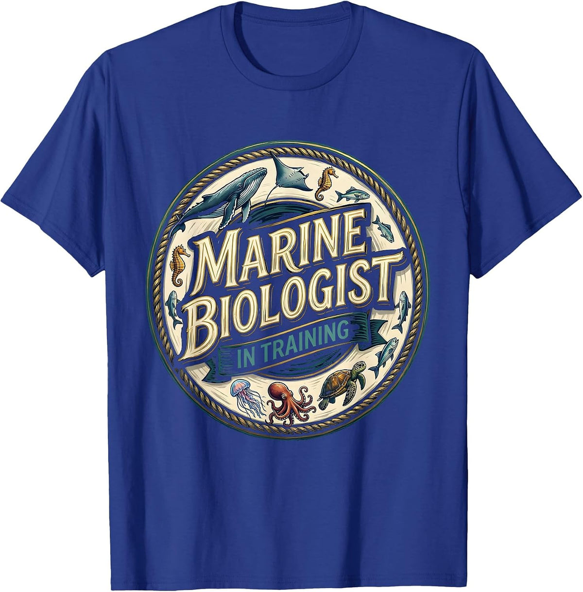 Men's Marine Biologist In Training Whimsical Sea Creatures Nature T-Shirt - Royal Blue