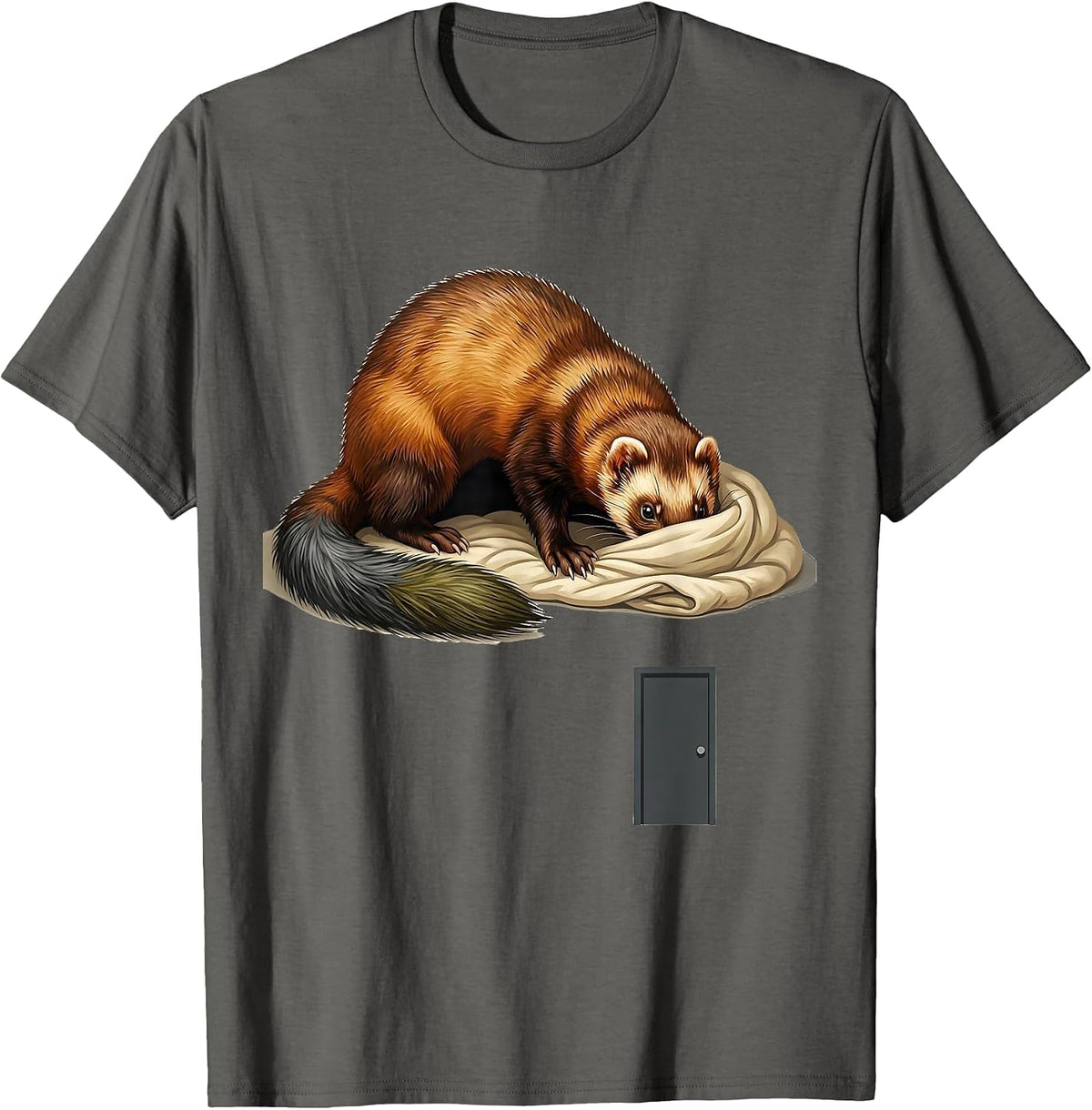 Ferret Blanket Fort Midcentury Modern Funny Gift T-Shirt - Asphalt Grey