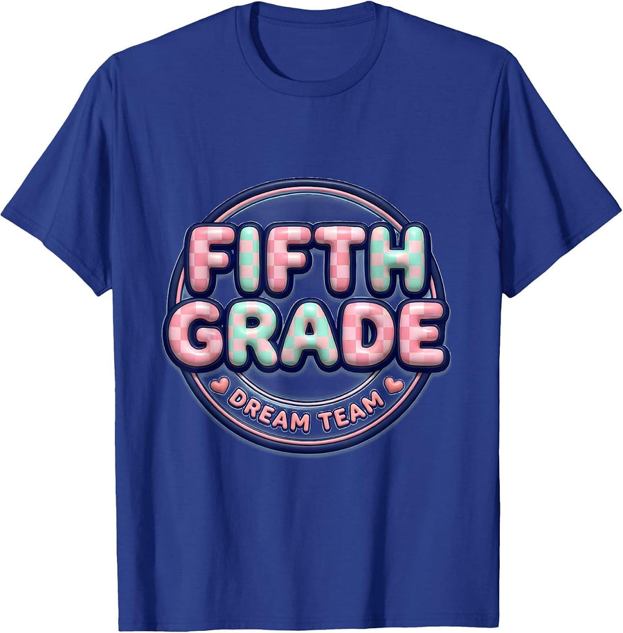Fifth Grade Dream Team Cute Kawaii Back to School Teacher T-Shirt - Royal Blue