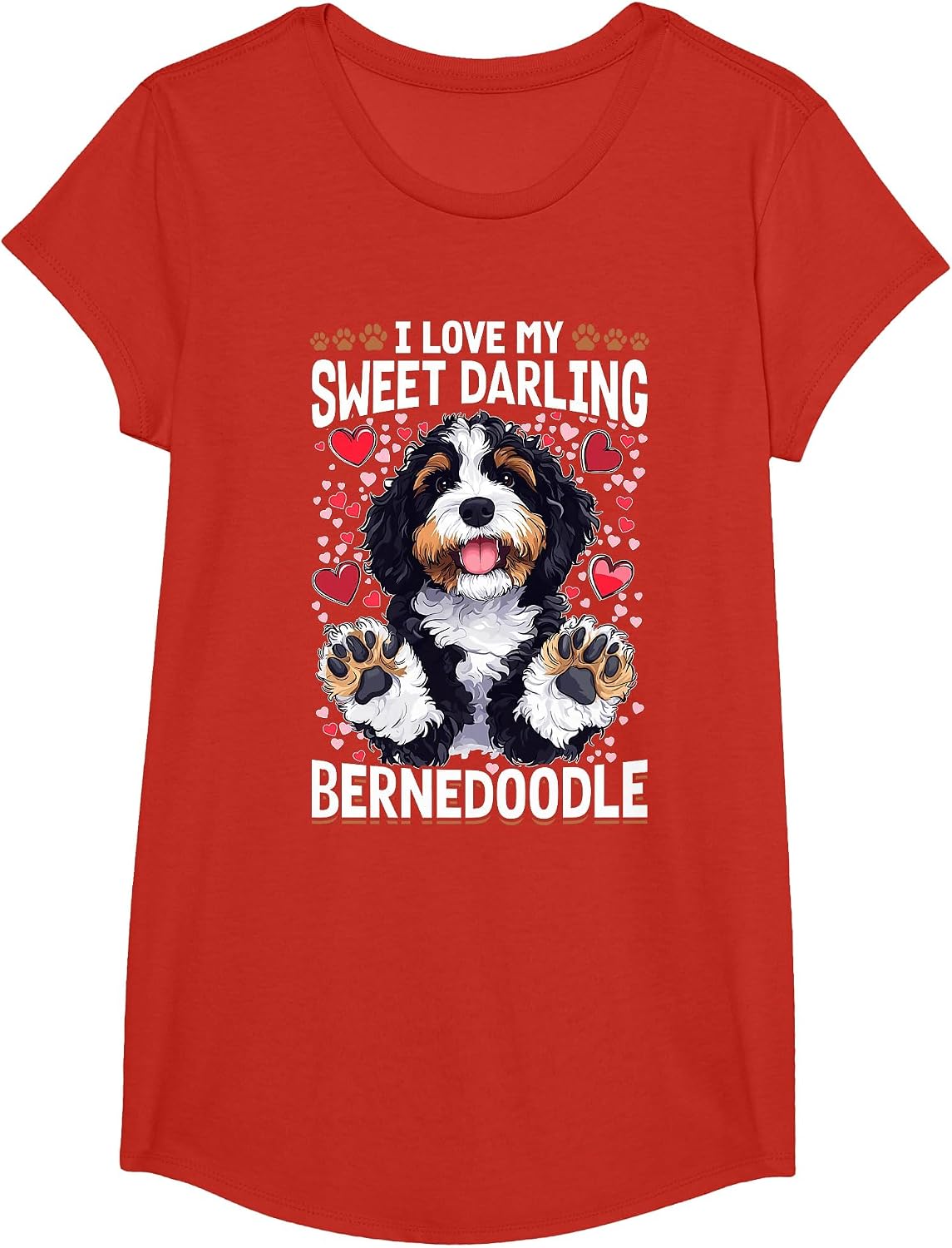 Bernedoodle Dog Breed I Love My Sweet Darling Bernedoodle T-Shirt - Girls Red
