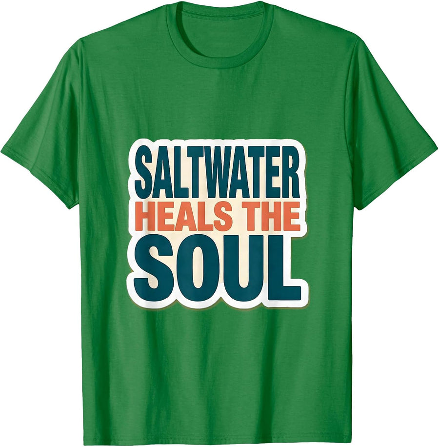 Men's Gulf of Mexico Saltwater Heals the Soul Design T-Shirt - Kelly Green