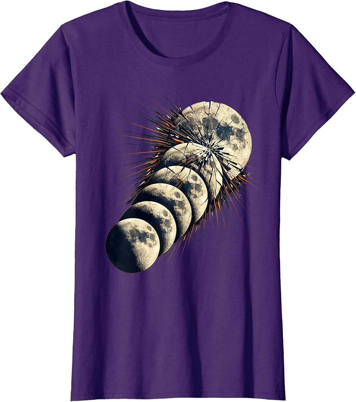 Women's Moon Phases Dark to Full Lunar Cycle Graphic T-Shirt - Purple